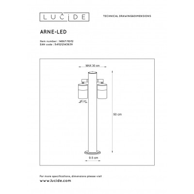 kinkiecik.pl Lampa stojąca CACTUS Ø 22,7 cm LED Dim. 1x2W 2700K IP44 White 13813/02/31 Lucide